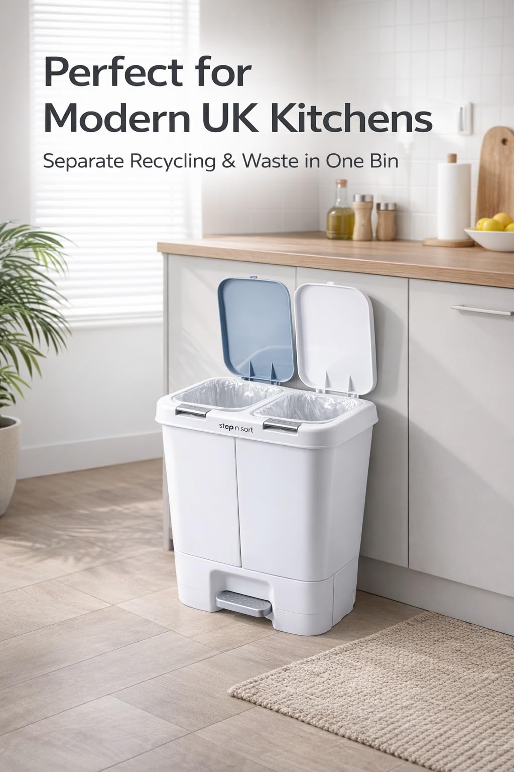 Step N' Sort 40 L Dual Compartment Recycling Bin, 2 x 20 L
