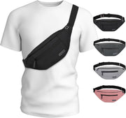 MAXTOP Large Water-Resistant Fanny Pack with 4 Zipper Pockets