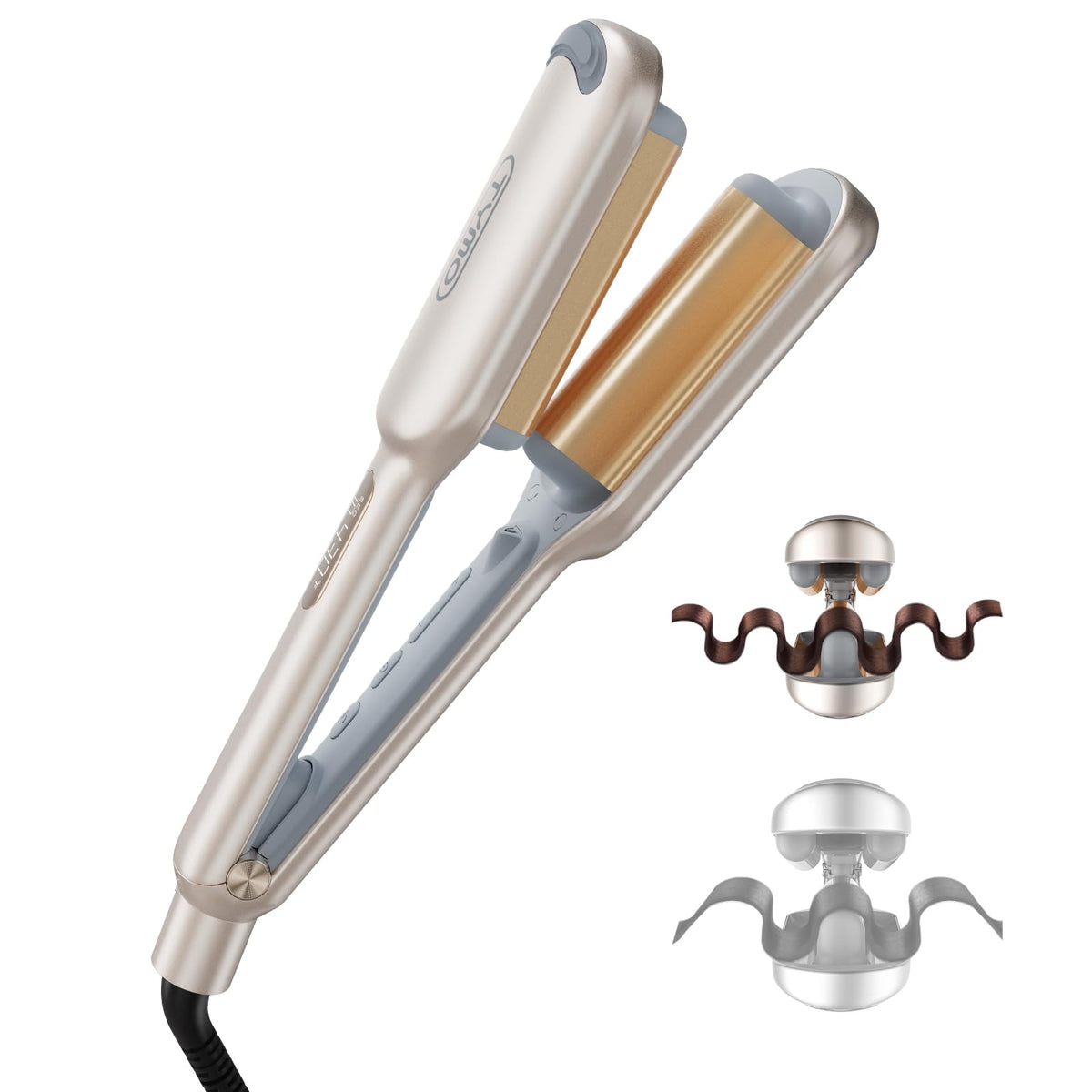 TYMO ROVY 3-Barrel Ionic Hair Waver, 1 in, Elegant Gold