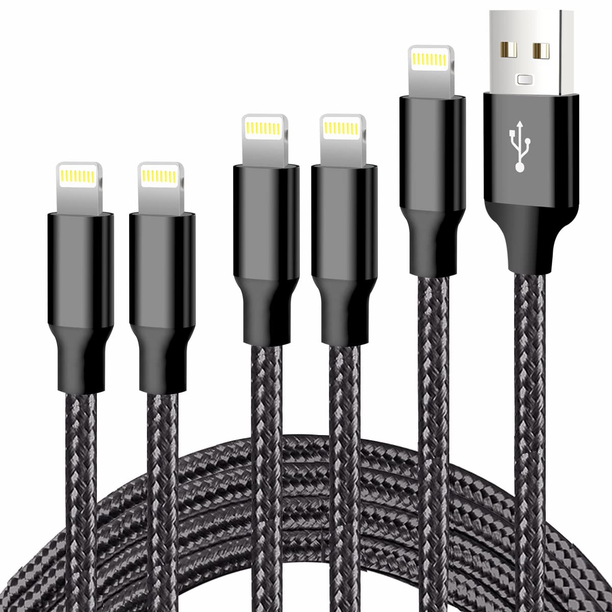 CUGUNU Lightning Cable, 5-Pack, Black