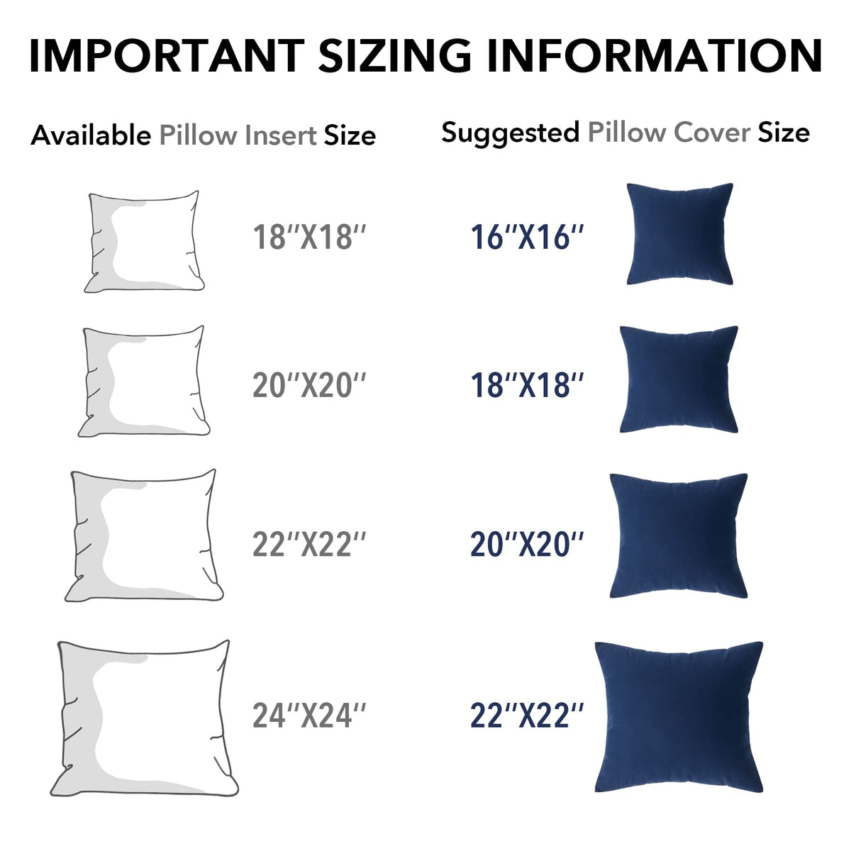 Oubonun Throw Pillow Inserts, 18 x 18, Pack of 2