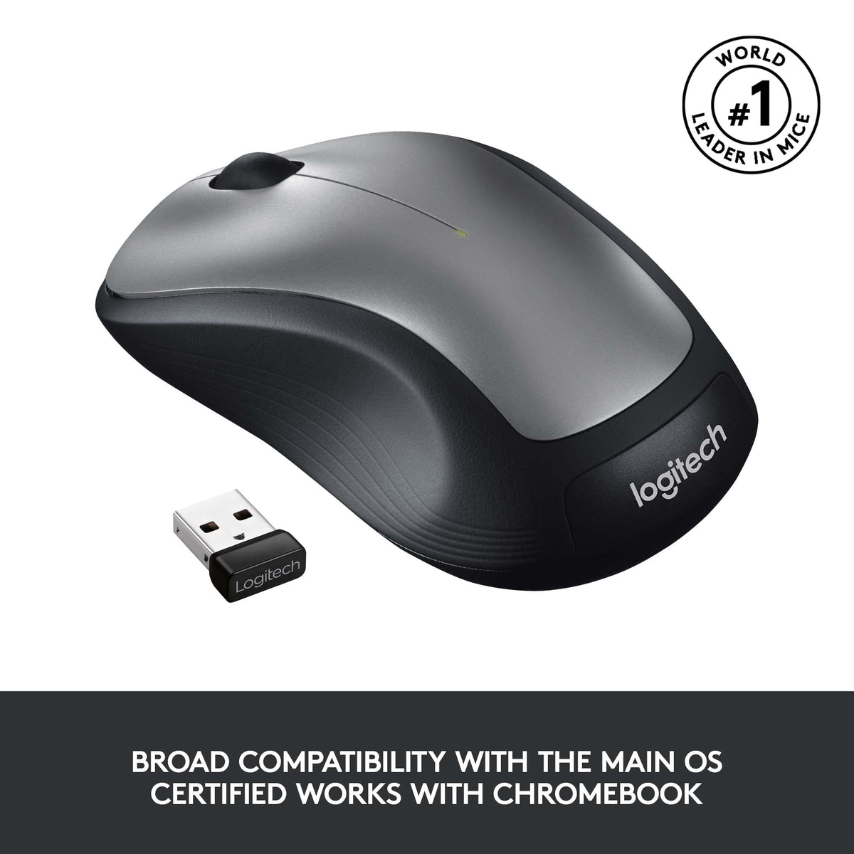 Logitech M310 Wireless Mouse with USB Nano Receiver, Silver