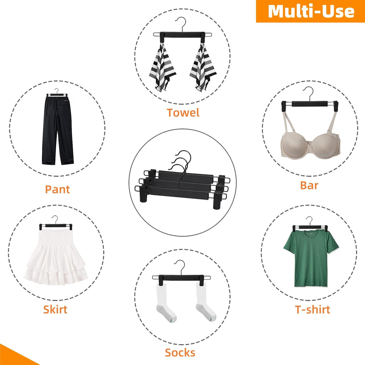 Lamitocs Swivel Pants Hangers with Clips, Black (10 Pack)