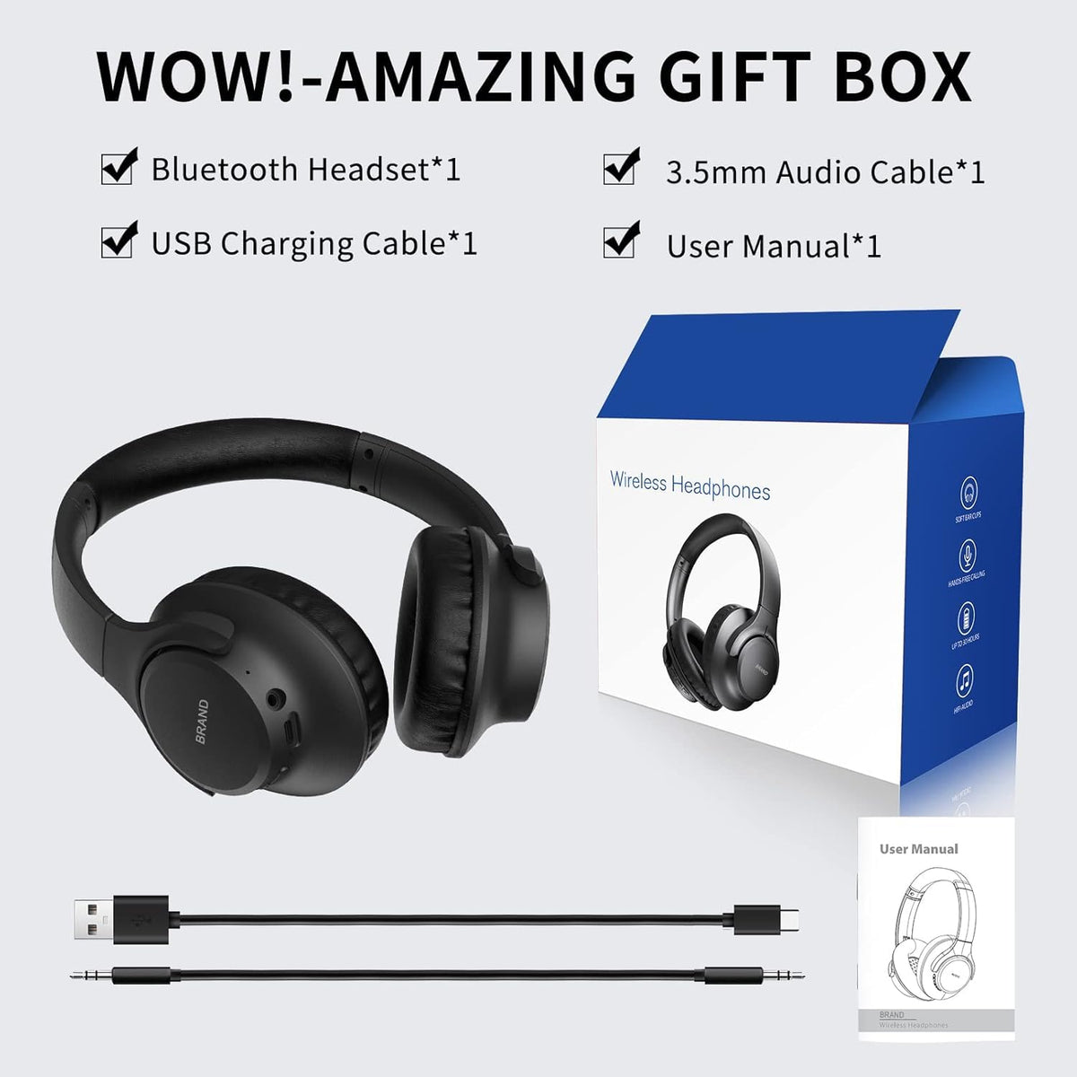 KVIDIO Foldable Over-Ear Bluetooth Headphones with Microphone