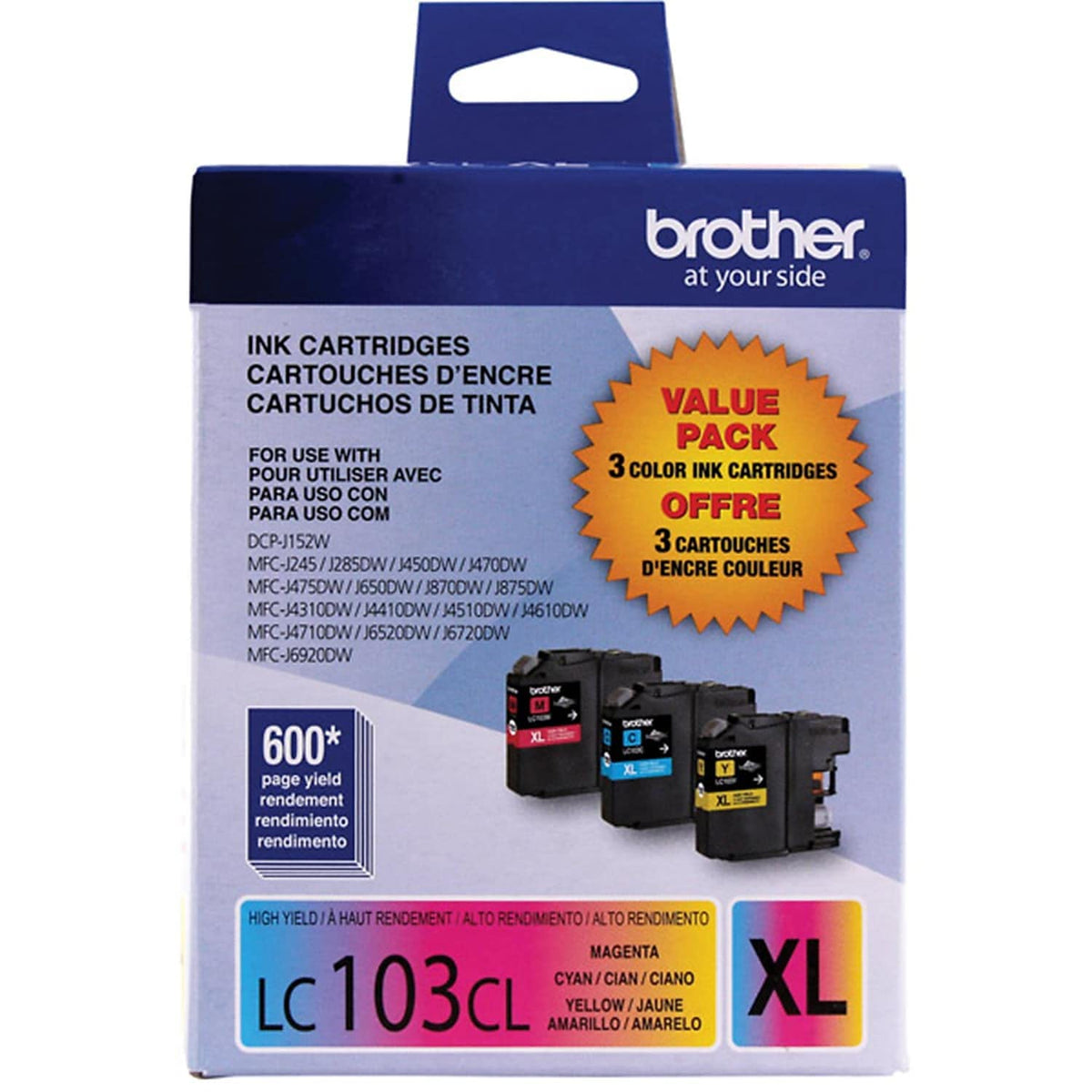 Brother LC1033PKS High Yield Colour Ink Cartridges, 3-Pack