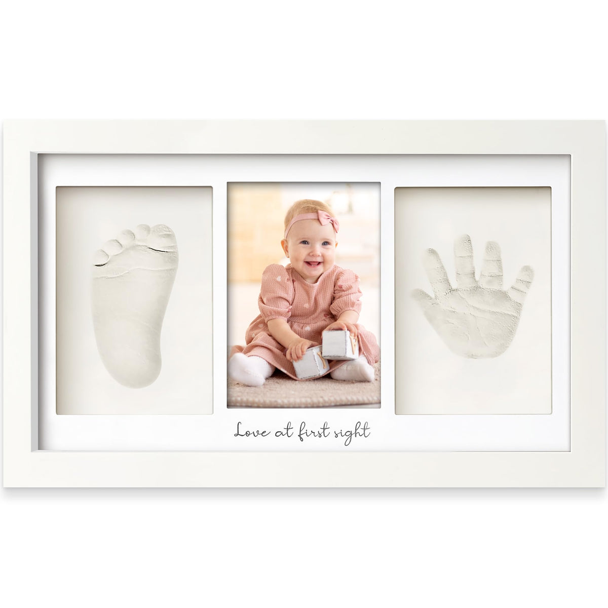 Baby Hand and Footprint Clay Keepsake Frame Kit, Alpine White
