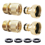 HQMPC Brass Garden Hose Quick Connectors, 3/4 Inch GHT, 2 Sets