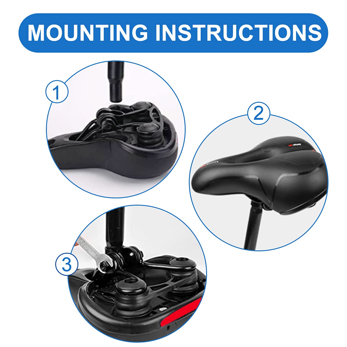 Roryimke Dual Shock Absorbing Bike Seat, Universal Fit