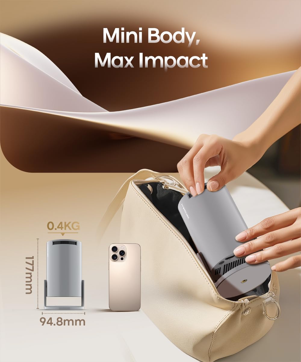 Magcubic Mini Smart Projector with 4K Support, Gloss Grey
