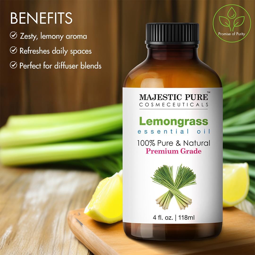 Majestic Pure Lemongrass Essential Oil, 118 ml