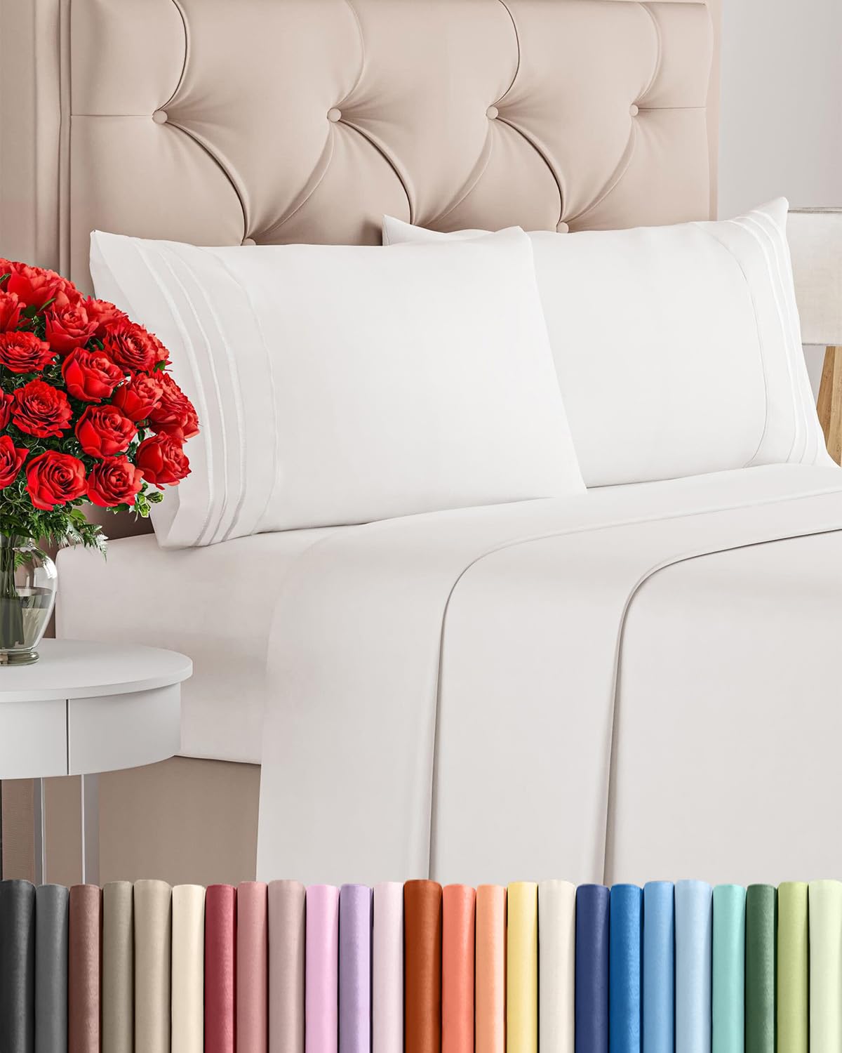 CGK Unlimited Brushed Microfibre Sheet Set, King, Antique White