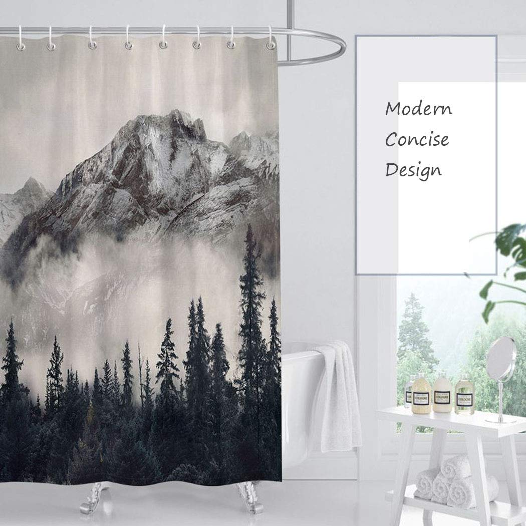 Mantto Smoky Mountain Cliff Shower Curtain, 72 x 72 in