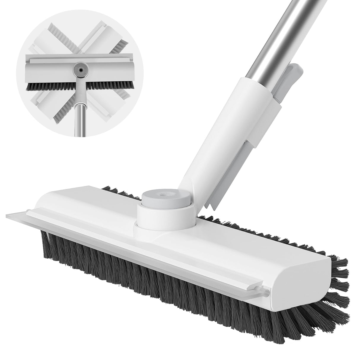 3-in-1 Floor Scrub Brush with Long Handle and Scraper