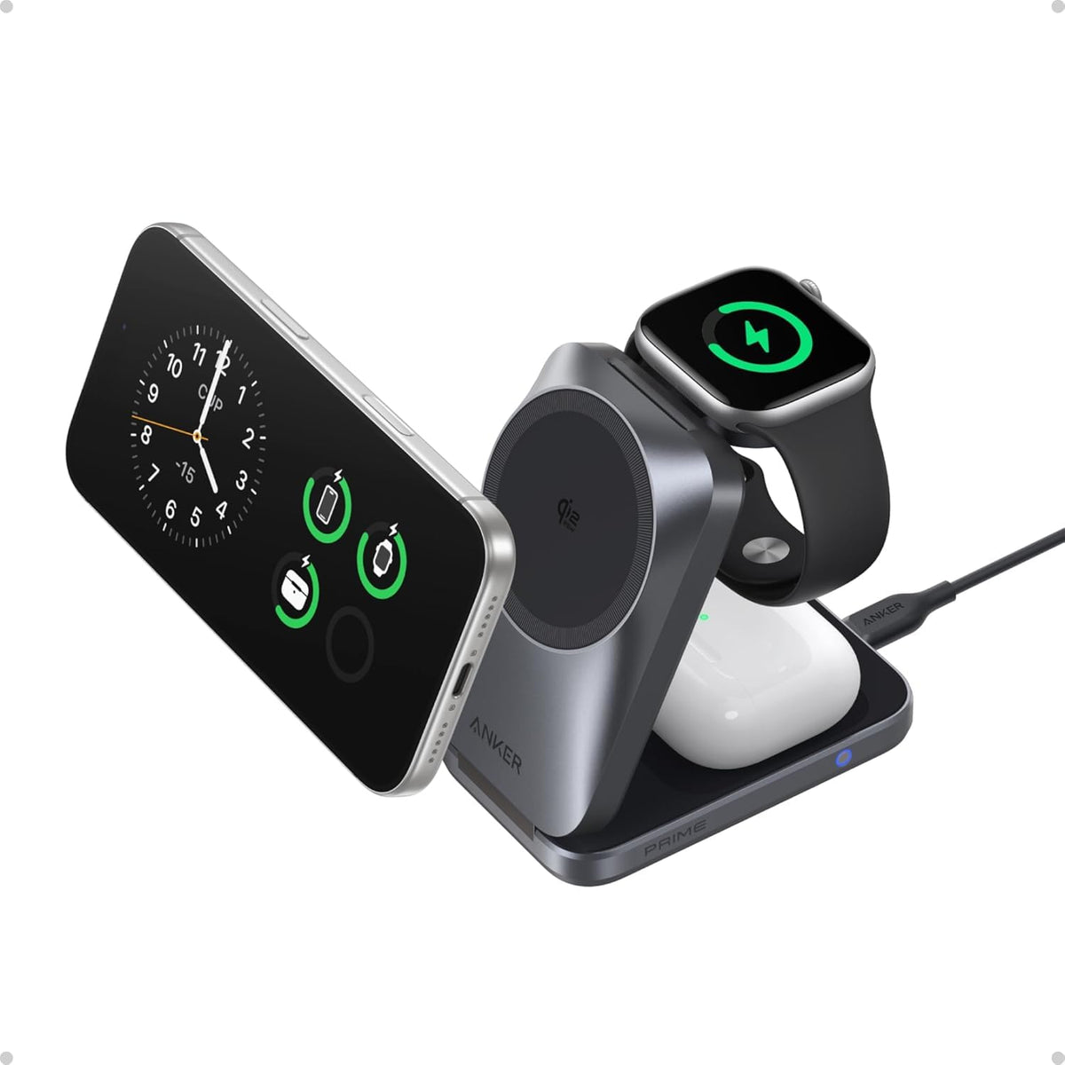 Anker Prime 3-in-1 Charging Station, 25W Qi2.2 Foldable Charger