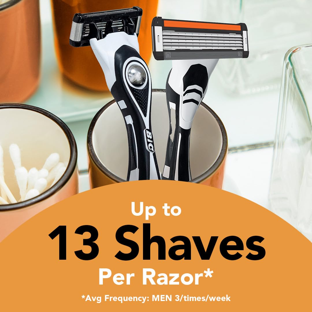 BIC Flex 5 Men's Refillable Razor, 1 Handle + 7 Cartridges