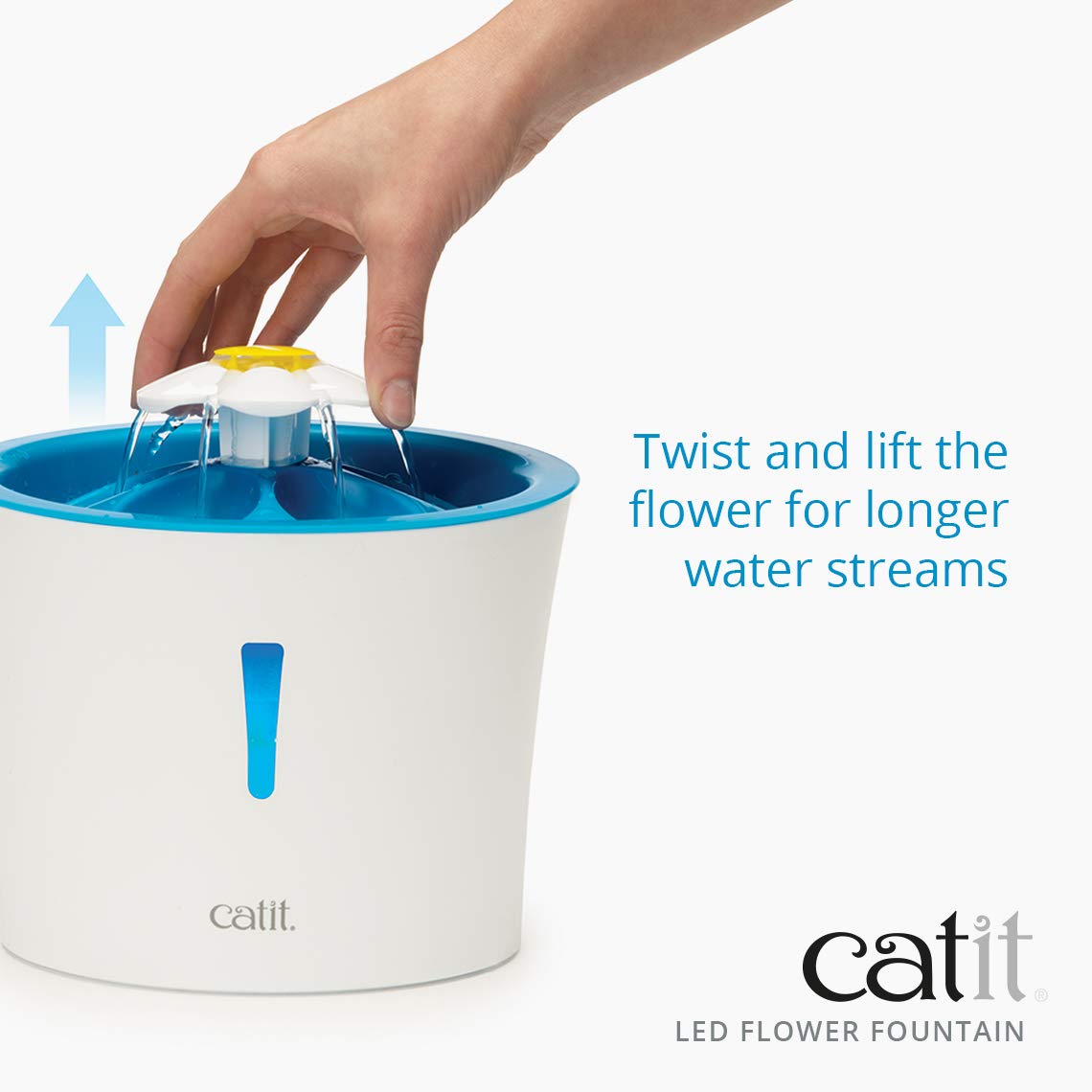Catit LED Flower Cat Water Fountain, Blue, 3L