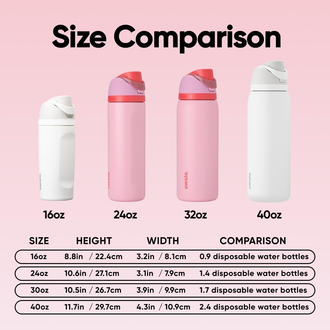 Owala FreeSip Insulated Water Bottle, 24 oz, Angel Food Cake