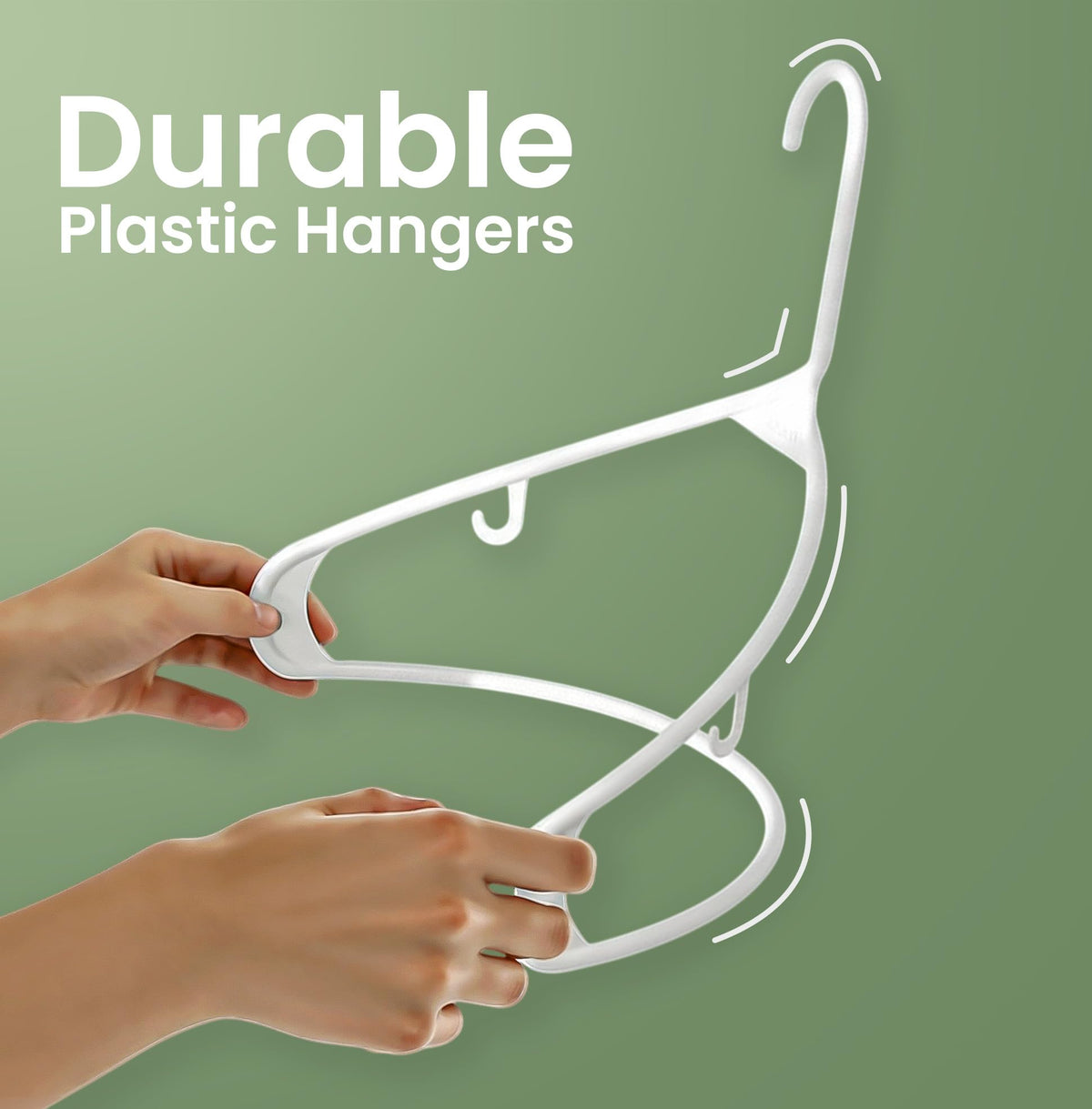 Utopia Home Plastic Hangers with Hooks, White, 50 Pack