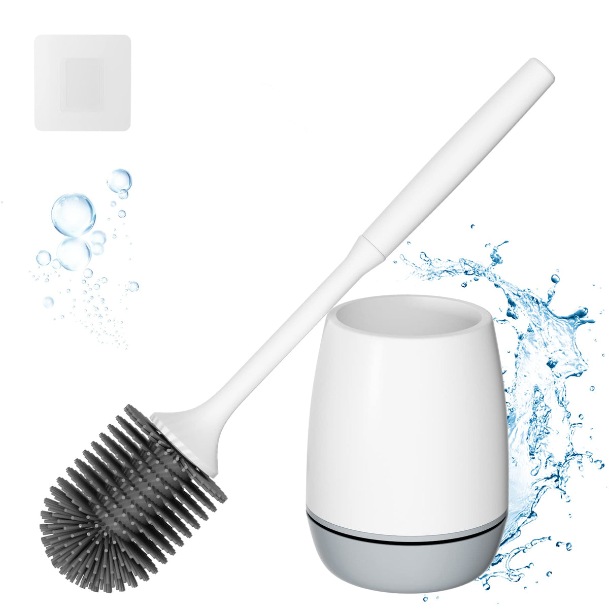 Hibbent Silicone Toilet Brush with Ventilated Holder