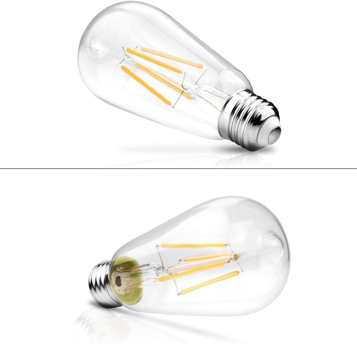 Ascher Vintage LED Edison Bulbs, ST58, 6W, E26 (4 Pack)