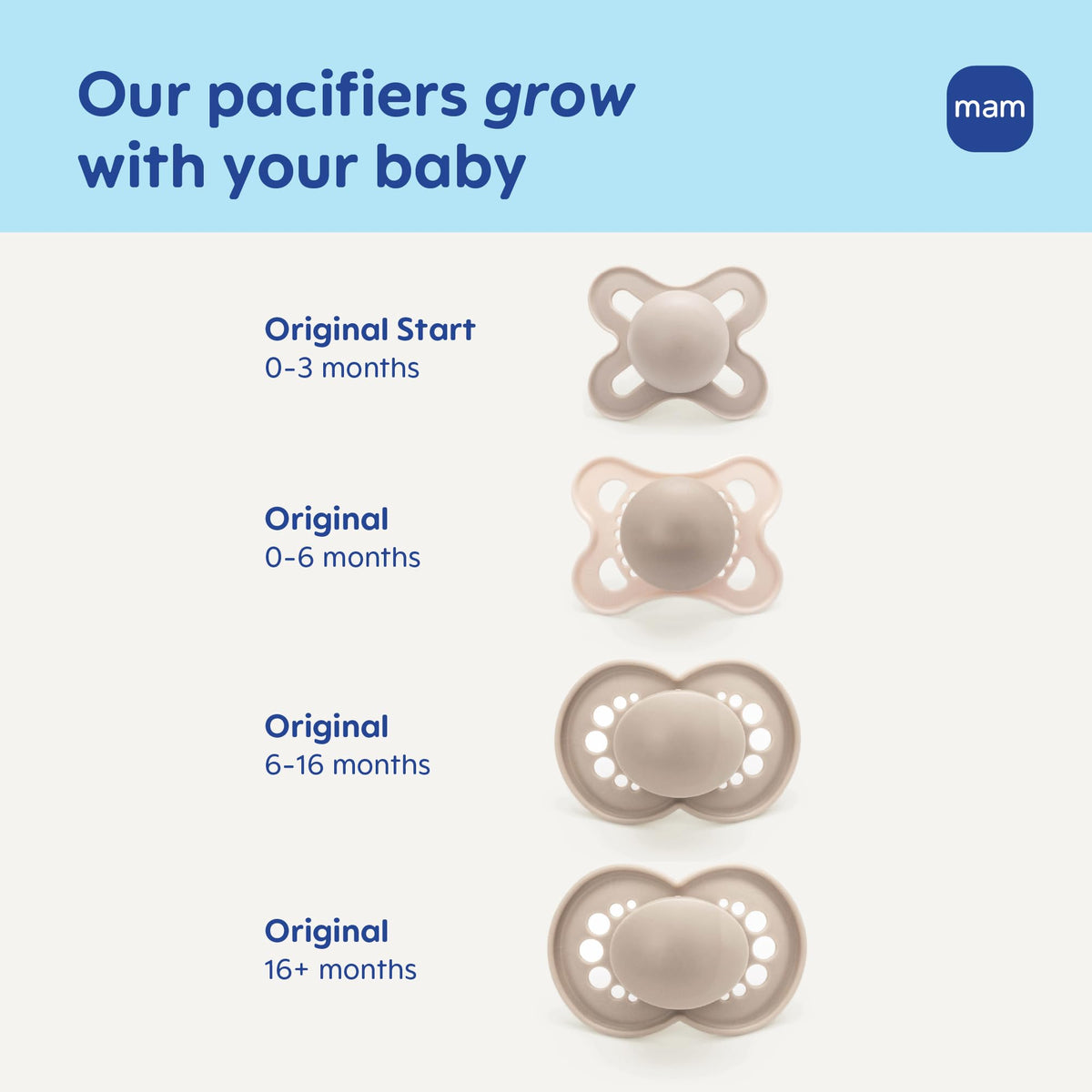 MAM Original Start Baby Pacifiers, 0-3 Months, Silicone, 4 Pack