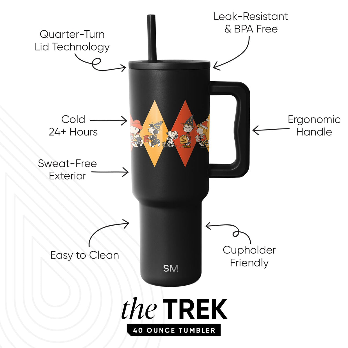 Simple Modern Halloween Tumbler with Handle, 40 oz, Peanuts