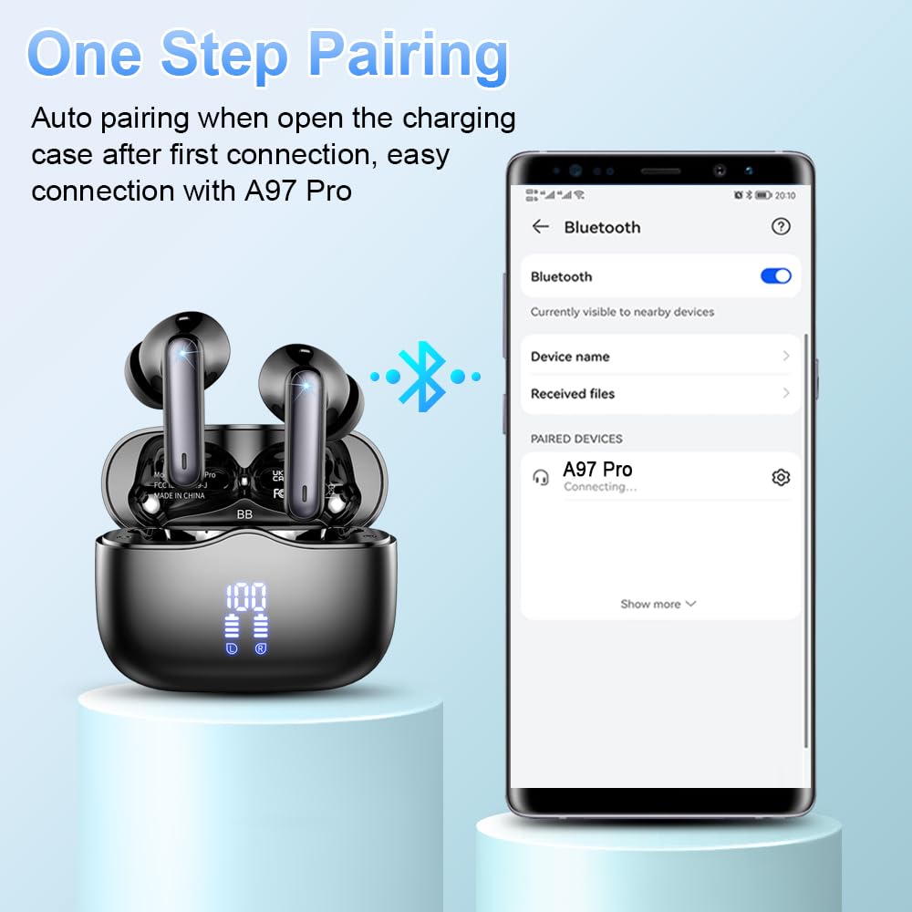 xinwld Mini Wireless Earbuds, Bluetooth 5.4, Deep Black