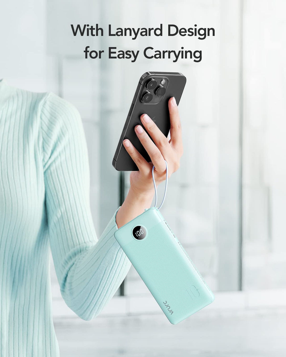 VRURC Portable Charger with Built-in Cables, 10000mAh