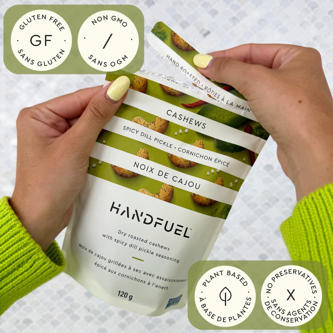 Handfuel Spicy Dill Pickle Cashews, Gluten Free, 40g x 12