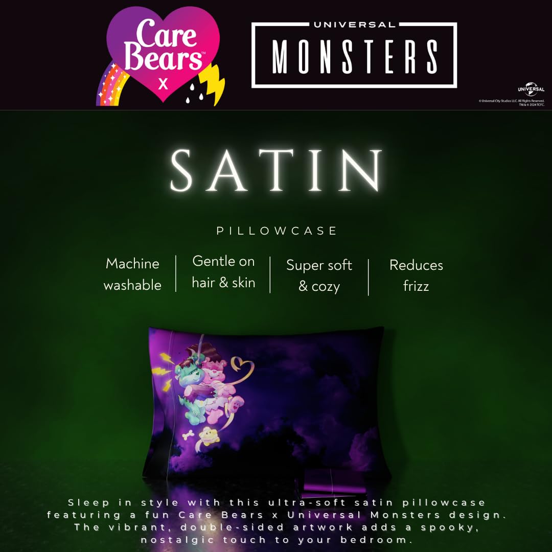 Care Bears x Universal Monsters Satin Pillowcase, Standard, 20x30