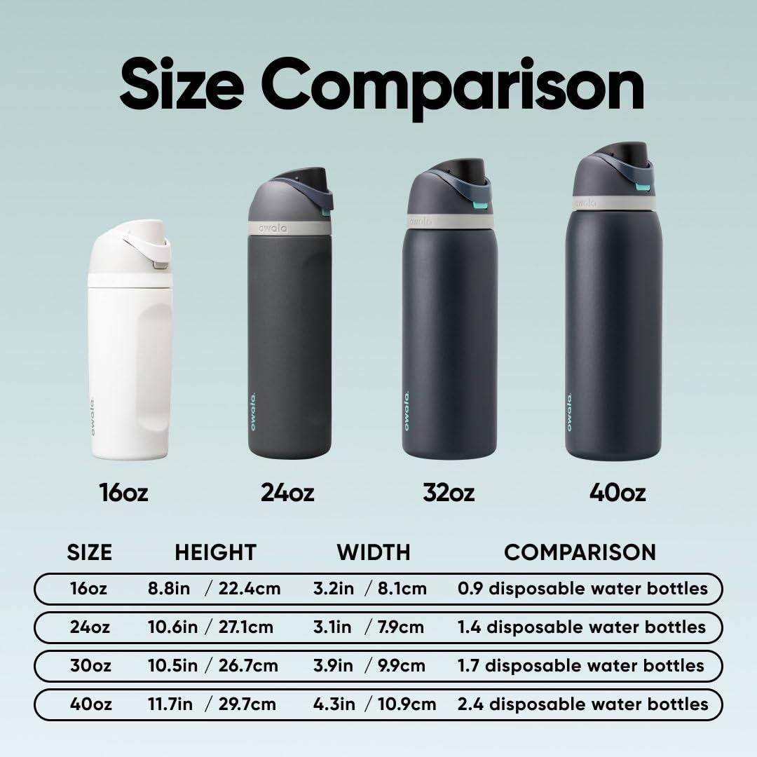 Owala FreeSip Insulated Water Bottle, 24 oz, Foggy Tide