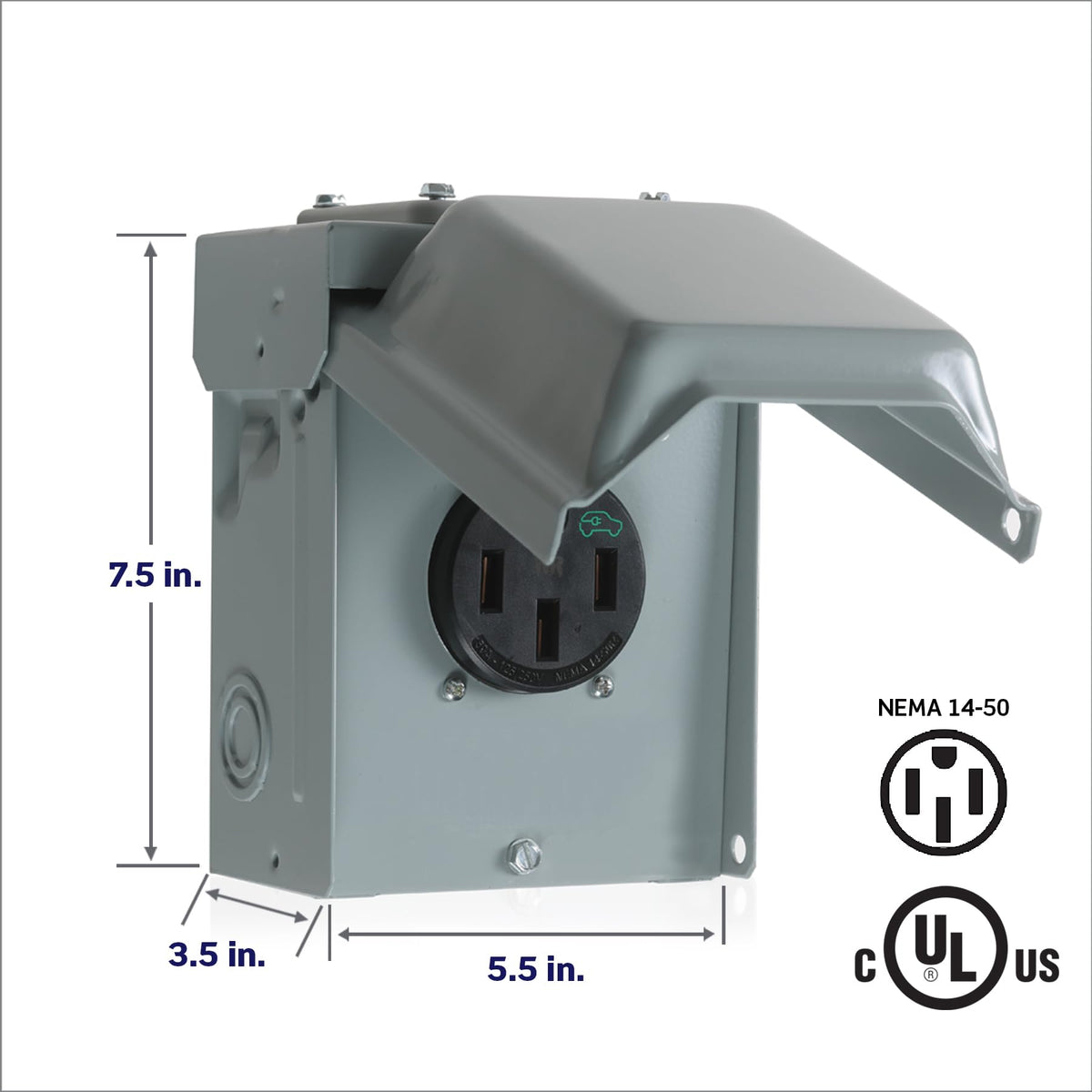 Leviton 50A Outdoor EV Charging Outlet, EVCVM-050, Gray
