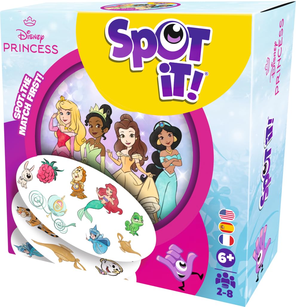 Spot It! Disney Princess Card Game, Bilingual French/English, Ages 4+