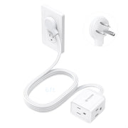 TROND 6 ft Flat Extension Cord with 3 Outlets, White