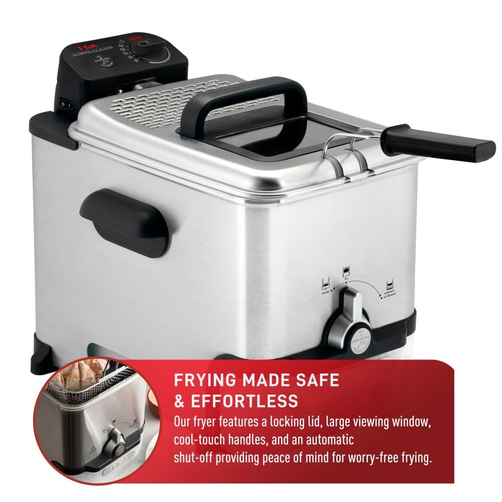T-fal Deep Fryer with Oil Filtration, 3.5 L, 1700 W, Stainless Steel
