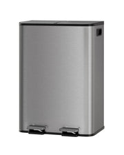 GarveeHome Double Stainless Steel Trash Can, 2 x 8 Gallon, Grey