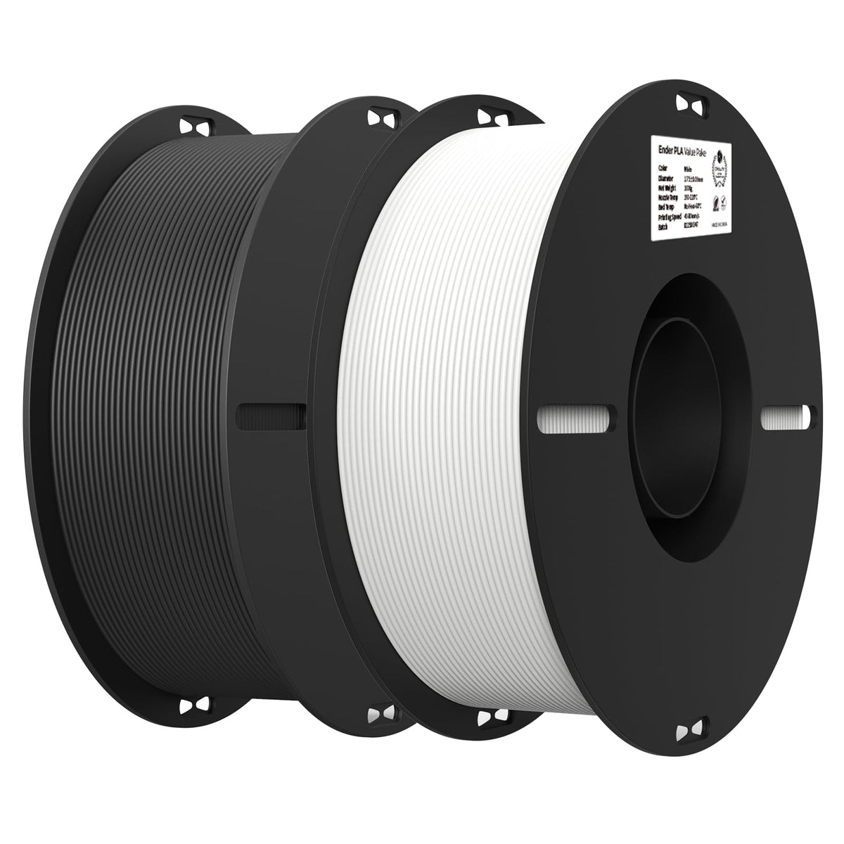 Creality PLA 3D Printer Filament, 1.75mm, 2-Pack, White and Black