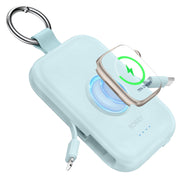 RORRY CharmGo Keychain Power Bank with Built-in Cables, 5000mAh, Blue