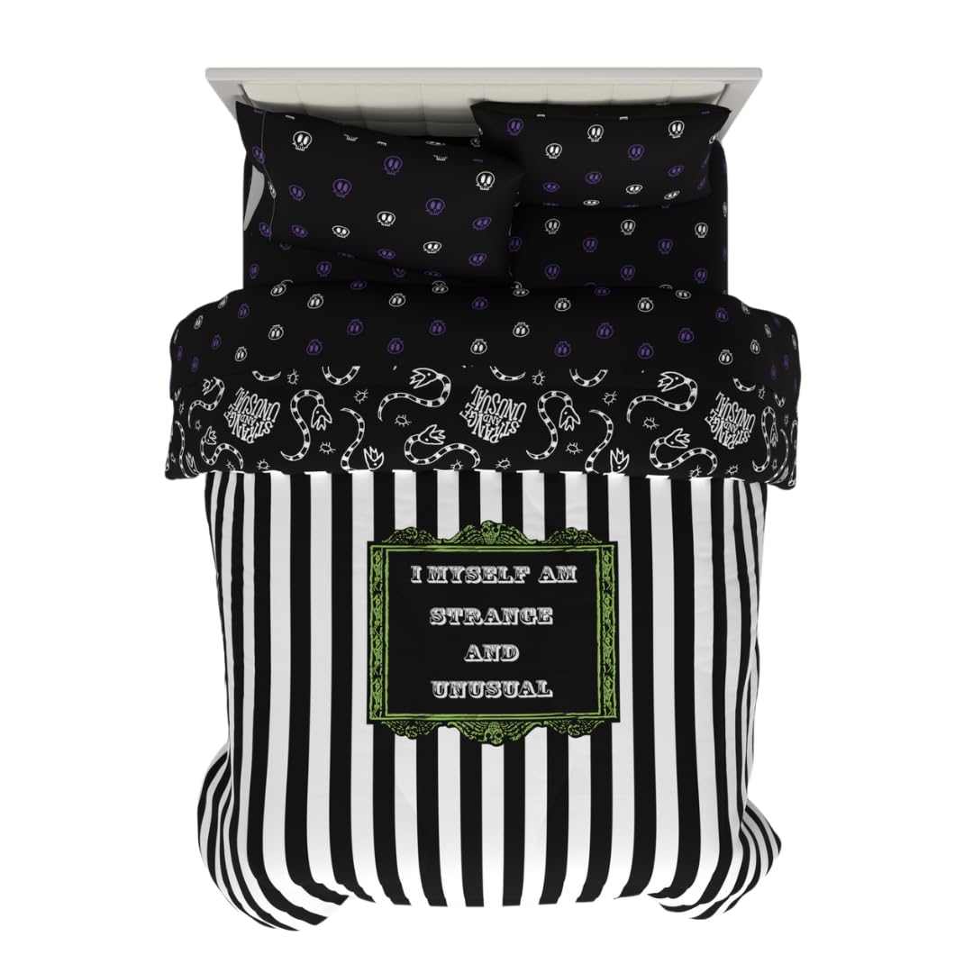 Franco Beetlejuice Striped Bedding Set, Full, 5 Piece