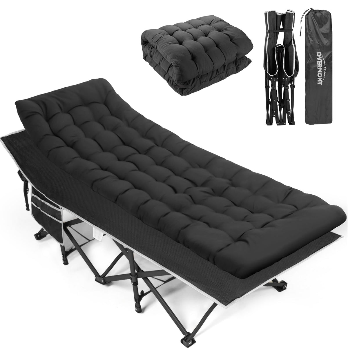 Overmont Camping Cot With Mattress, 28" Extra Wide