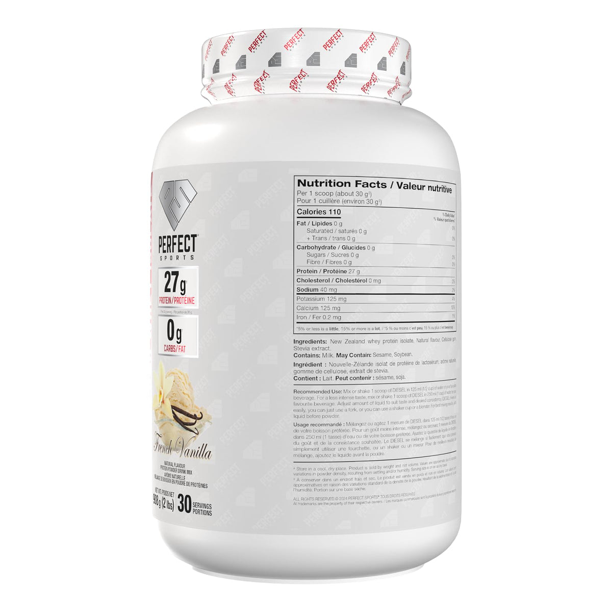 Perfect Sports Diesel Whey Isolate, French Vanilla, 2 lb