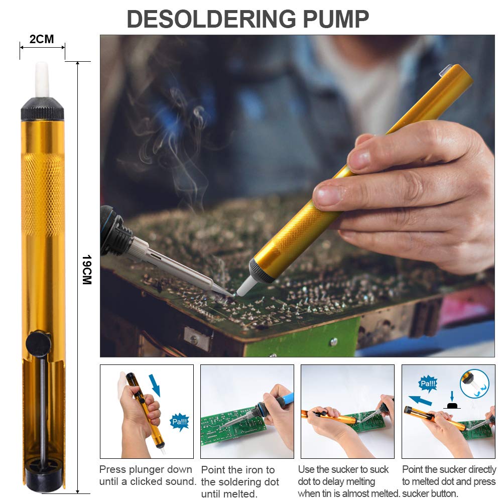 HANDSKIT 60W Adjustable Temperature Soldering Iron Kit
