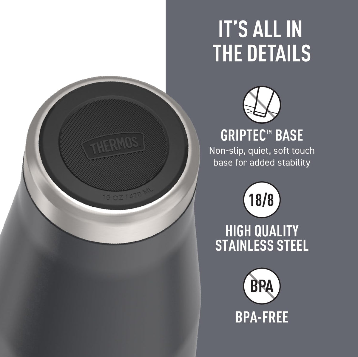 THERMOS ICON Series 16oz Stainless Steel Mug, Granite