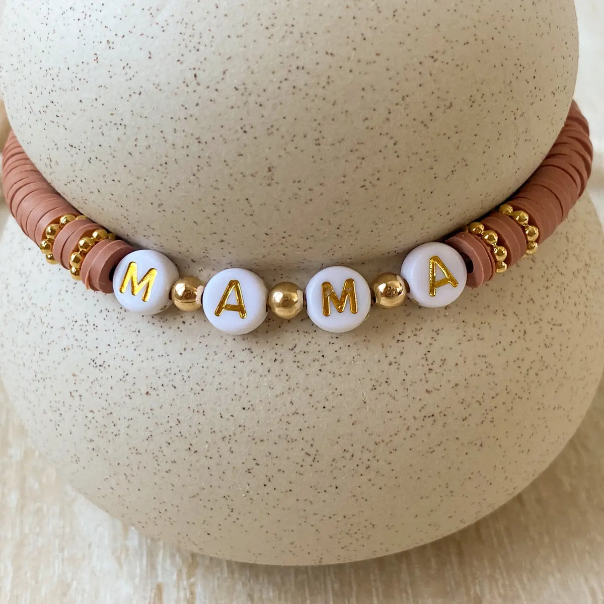 Agaveh MAMA Polymer Clay Stretch Bracelet