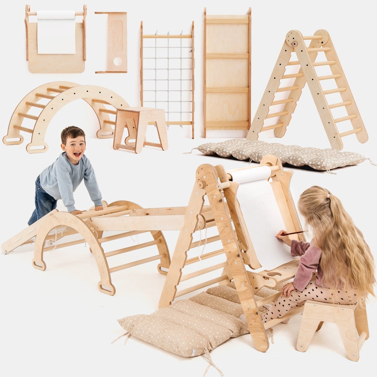 Goodevas 6-in-1 Montessori Climbing Set with Art Add-On