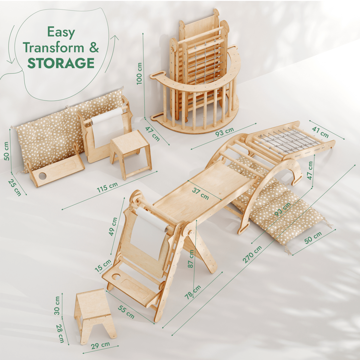 Goodevas 6-in-1 Montessori Climbing Set with Art Add-On
