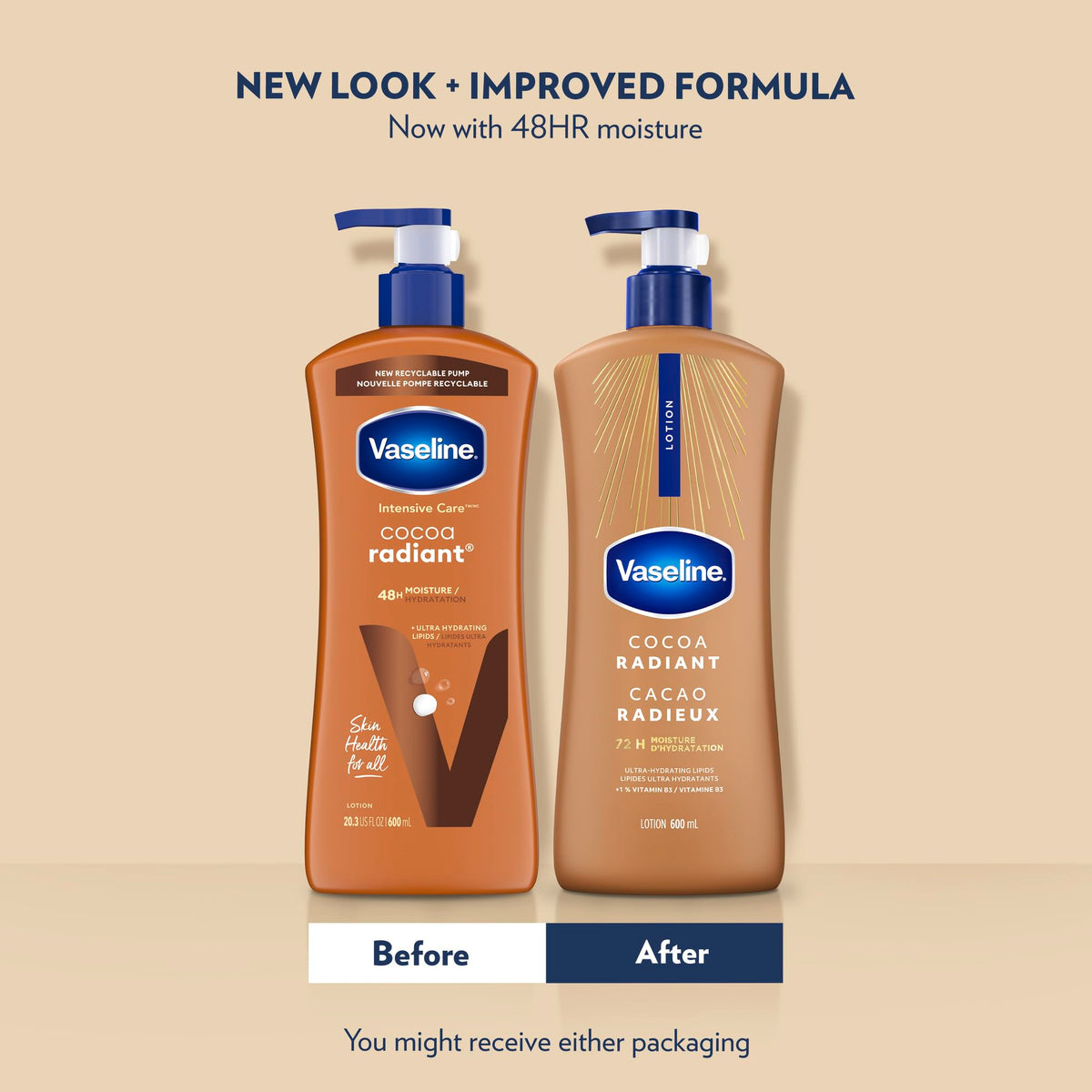 Vaseline Cocoa Radiant Lotion, Ultra-Hydrating, 600mL, 3 Pack