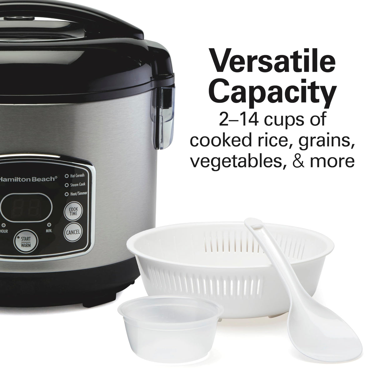 Hamilton Beach Digital Rice Cooker and Food Steamer, 14 Cups, 37548MN
