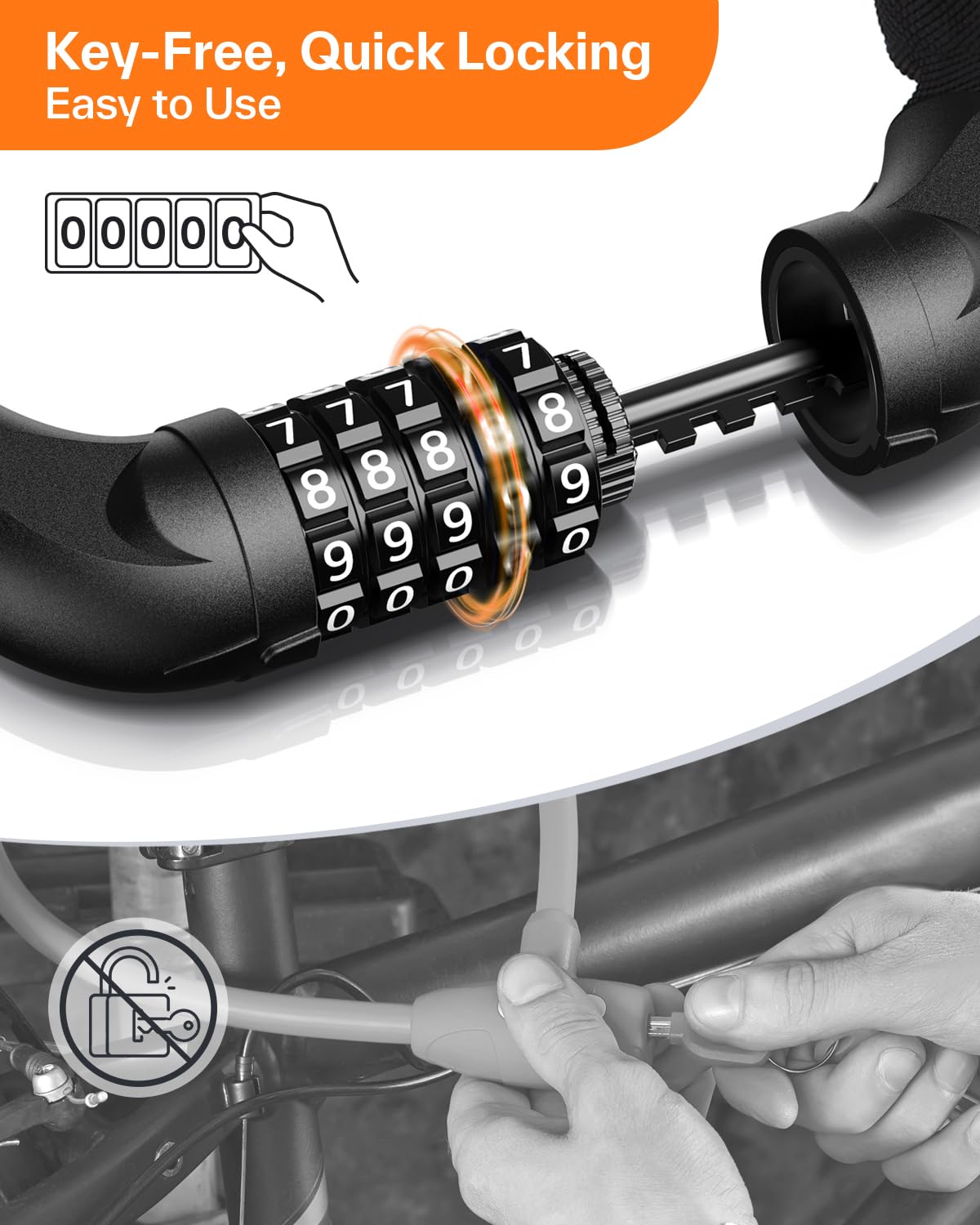 5-Digit Resettable Combination Bike Chain Lock