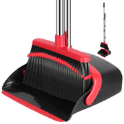 Broom and Dustpan Set, 52 Inch Handle, Black and Red